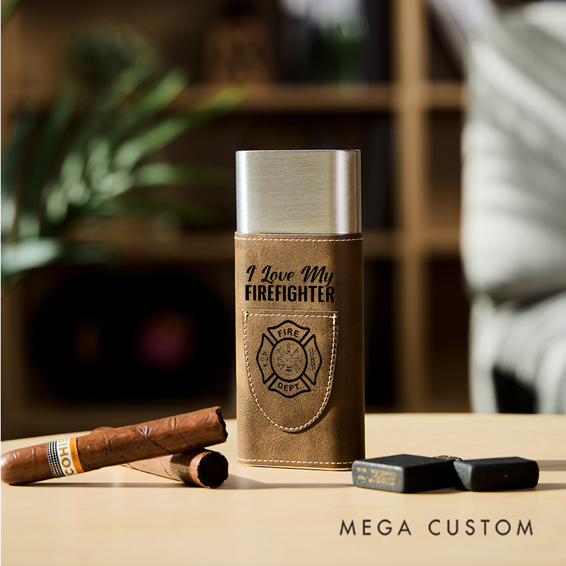 Personalized Cigars Accessories for Men Leather Cigar Holder with Cutter Cigar Travel Case Gift for Dad Luxury Gifts for Husband