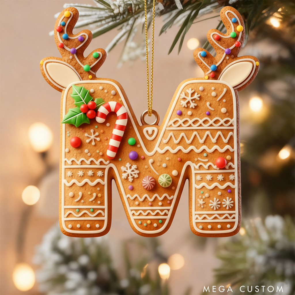 Personalized Alphabet Cookie Christmas Ornament Baking Holiday Decor Custom Cookie Family Ornament for Baker Xmas Gift