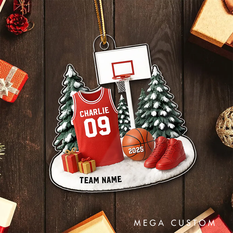 Personalized Basketball Christmas Ornament with Custom Name, Number, and Team Name