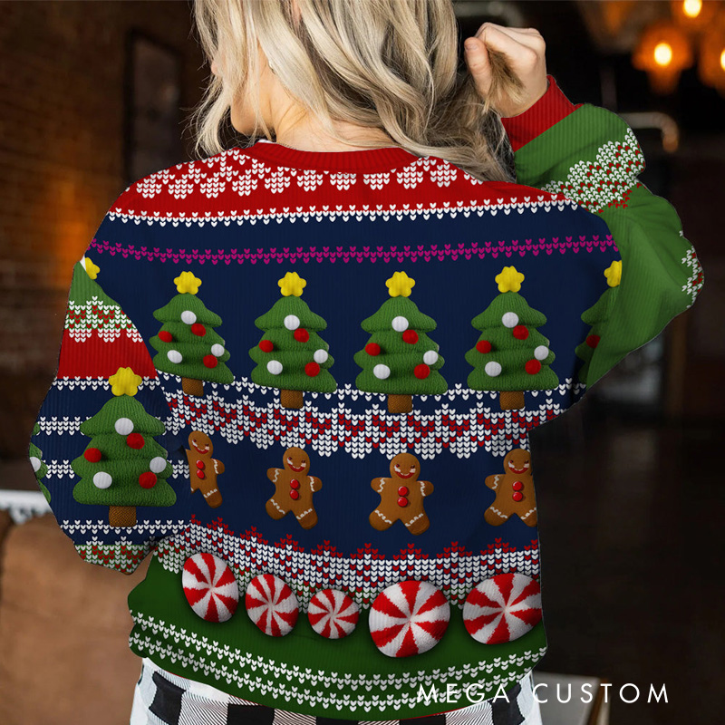 Personalized GInger Jailhouse Ugly Sweater with Text Family Ugly Christmas Sweater for Kids Dad Mom Adult with Name 