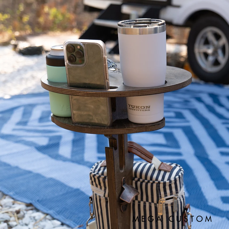 Personalized Portable Beer Table Rv Accessories Outdoor Camping Gift for Men Happy Camper Glamping