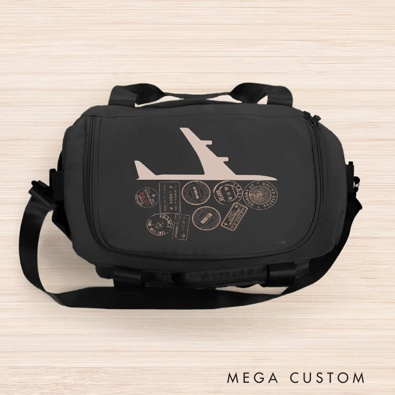 Personalized Travel Stamps Travel Bag Gift for Travel Enthusiasts 