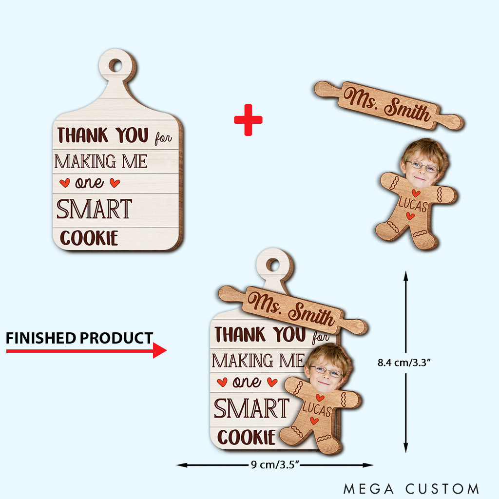 Personalized Thanks For Making Me One Smart Cookie Christmas Ornament Baking Holiday Decor Custom Photo Cookie Family Ornament for Baker Xmas Gift