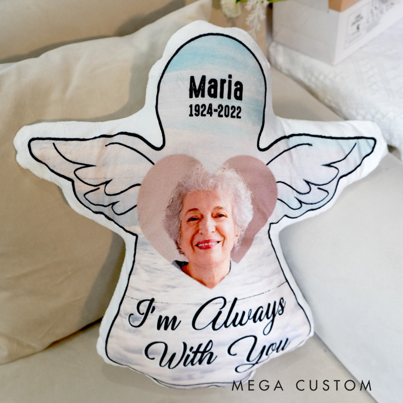 Personalized Angel Pillow Custom Photo I'm Always With You Throw Pillow Remembrance Gift for Loss of Loved One Sympathy Gift