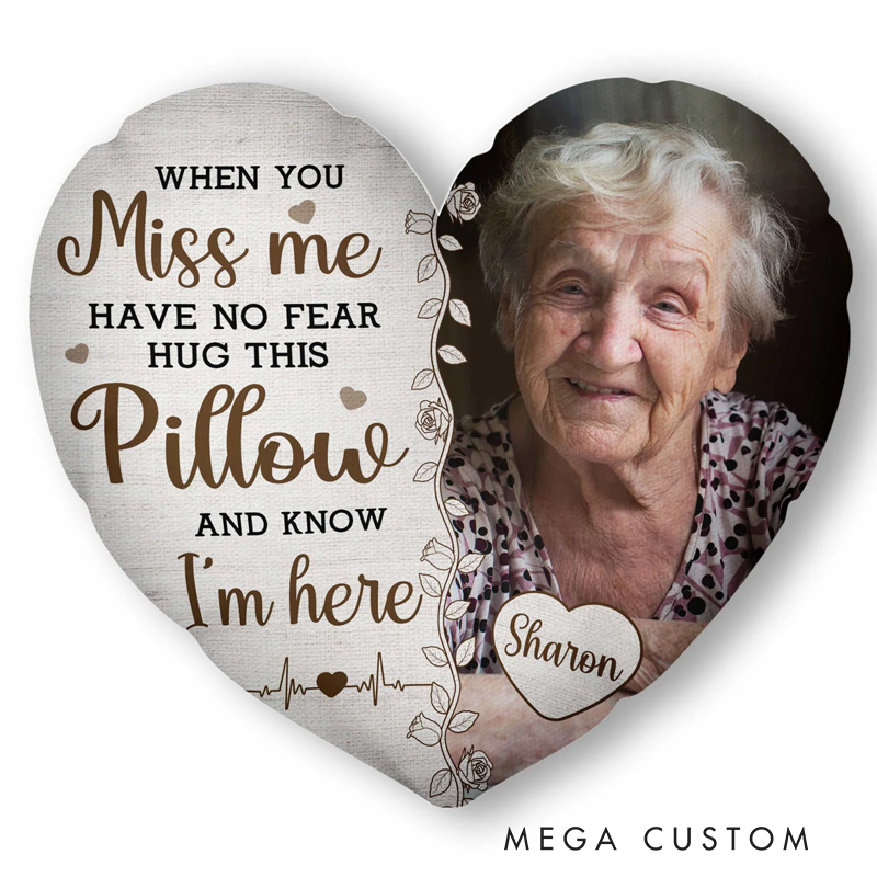 Personalized Photo Custom Shaped Memory Pillow Hug This and Know I'm Here Remembrance Gift Sympathy Gift