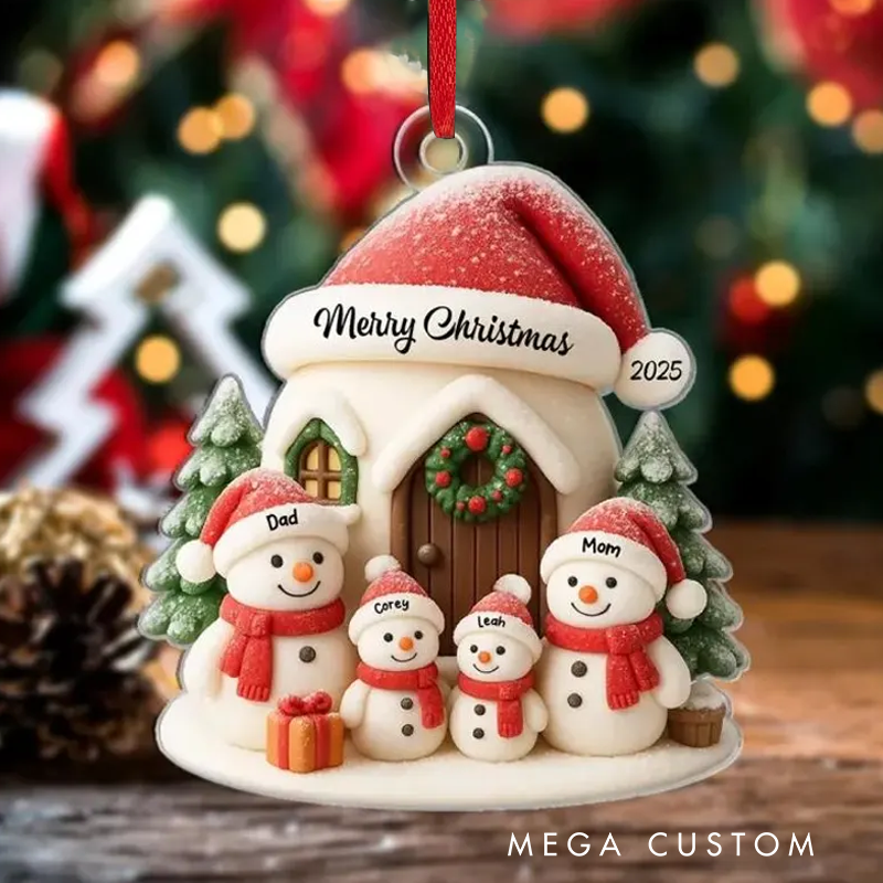 Personalized 3-8 Family Christmas Ornament Acrylic Snowman Family Hanging Ornament Christmas Gift Christmas Decorations