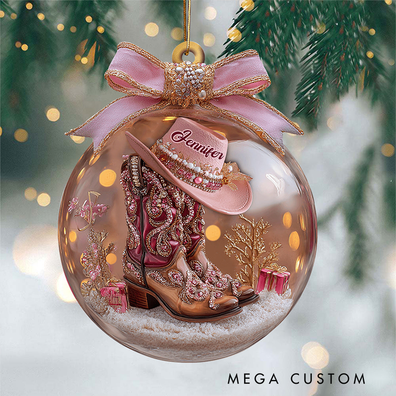 Personalized Cowgirl Boots Ornament Gift For Cowgirl