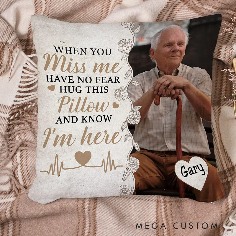 Personalized Photo Throw Pillow Hug This Pillow And Know I'm Here Custom Double Sided Pillow Bereavement Gift Sympathy Gift 
