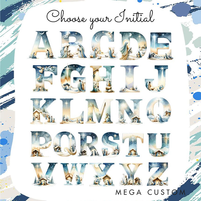 Personalized Jesus Nativity Letter Pillow with Custom Name Home Decor Christian Nativity Pillow Religious Gift for Kid Family Christmas Christian Gift