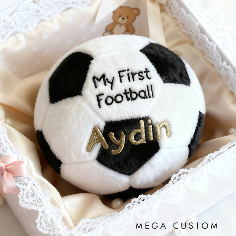 Personalised Baby Football Gift New Baby Gift Soft Rattle Baby Ball Any Name Baby Shower Gift Baby Toy Soft Fleece Ball Baby Toy