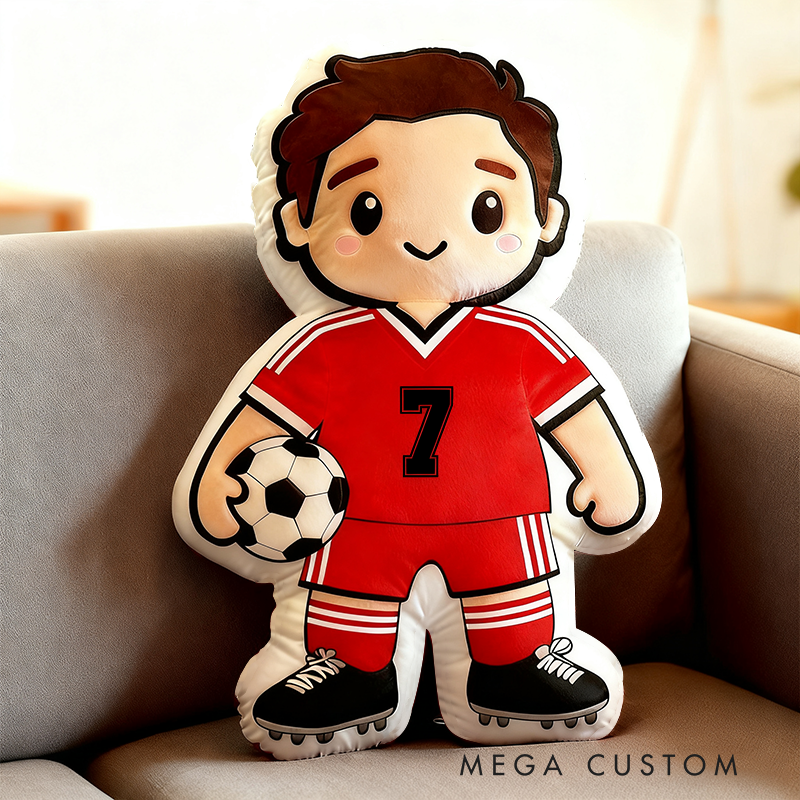 Personalized Soccer Player Pillow with Custom Name and Jersey Number