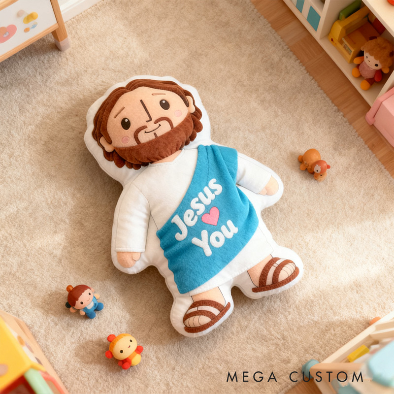 Personalized Cute Jesus Pillow with Sash Jesus Love You Custom Name Christian Jesus Pillow for Kid Adult First Communion Gift Prayer Corner Faith Gift