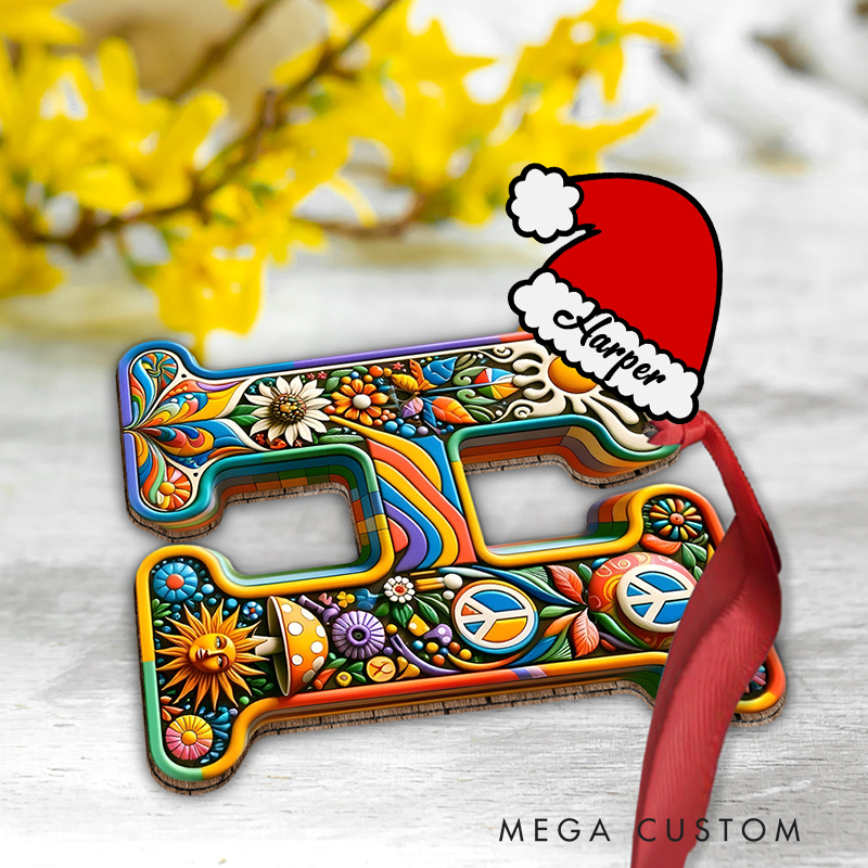 Personalized Beautiful Hippie Letter Ornament Custom Hippie Ornament