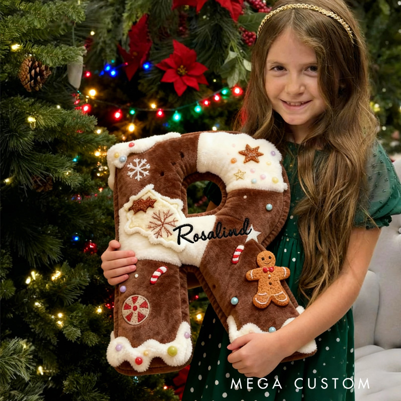 Personalized Baked Cookie Letter Pillow Kids Throw Pillow with Custom Name for Kids Christmas Cookie Baker Christmas Gift Baking Lover