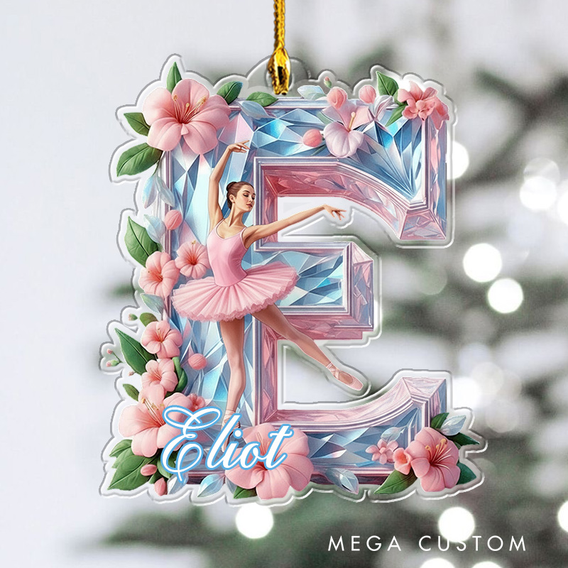 Personalized Crystal Ballet Alphabet Acrylic Ornament Dance Lovers Christmas Gift Dancer Xmas Gift Christmas Decor