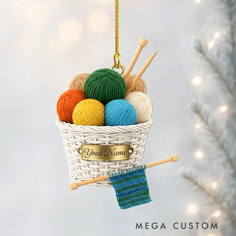 Personalized Yarn Basket Ornament Christmas Ornament for Knitting Lovers