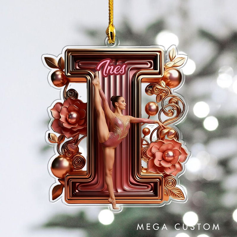 Personalized Flora Gymnastic Alphabet Acrylic Ornament Gymnastic Dance Lovers Christmas Gift Dancer Xmas Gift Christmas Decor