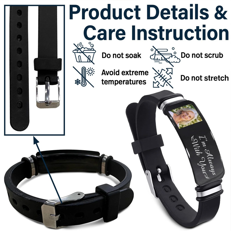 Personalized Photo Bracelet I'm Always With You Memorial Keepsake Custom Photo Bracelet Sympathy Gift