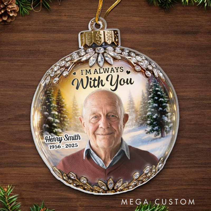Personalized Photo Acrylic Ornament Christmas Memorial Sympathy Gifts for Loss of Loved One In Every Sunset I Feel You
