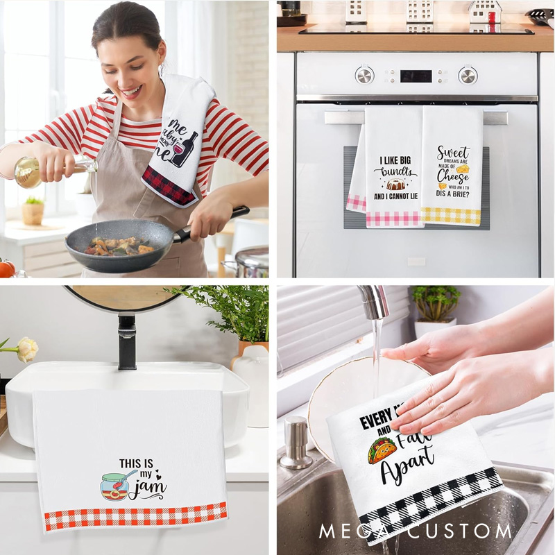 Personalized 5Pcs Kitchen Kitchen Towel Bakers Dish Towel with Name Absorbent Utensils Themed Cleaning Dishcloth for Baking Lover Gift