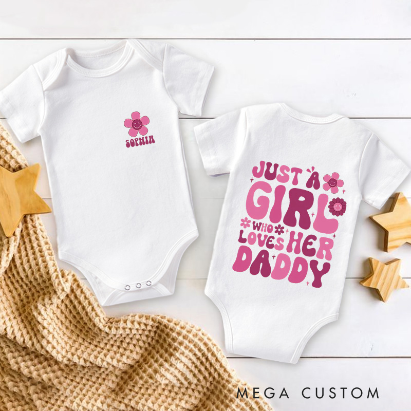 Personalized Just A Girl Who Loves Her Daddy Baby Onesie First Father’s Day Gift