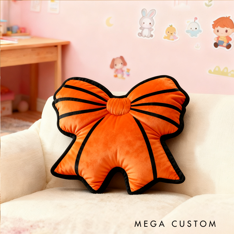 Personalized Soccer Ball Pattern Bow Shaped Pillow with Custom Ball Design