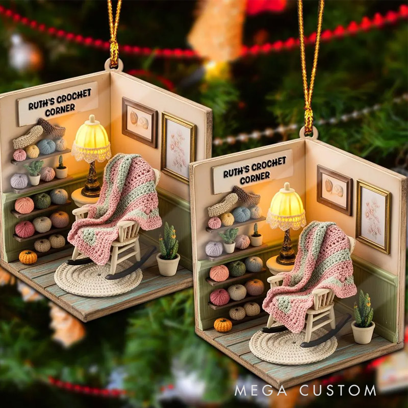 Personalized Crochet Ornament Craft Room Decoration Christmas Tree Decoration for Knitting Lovers