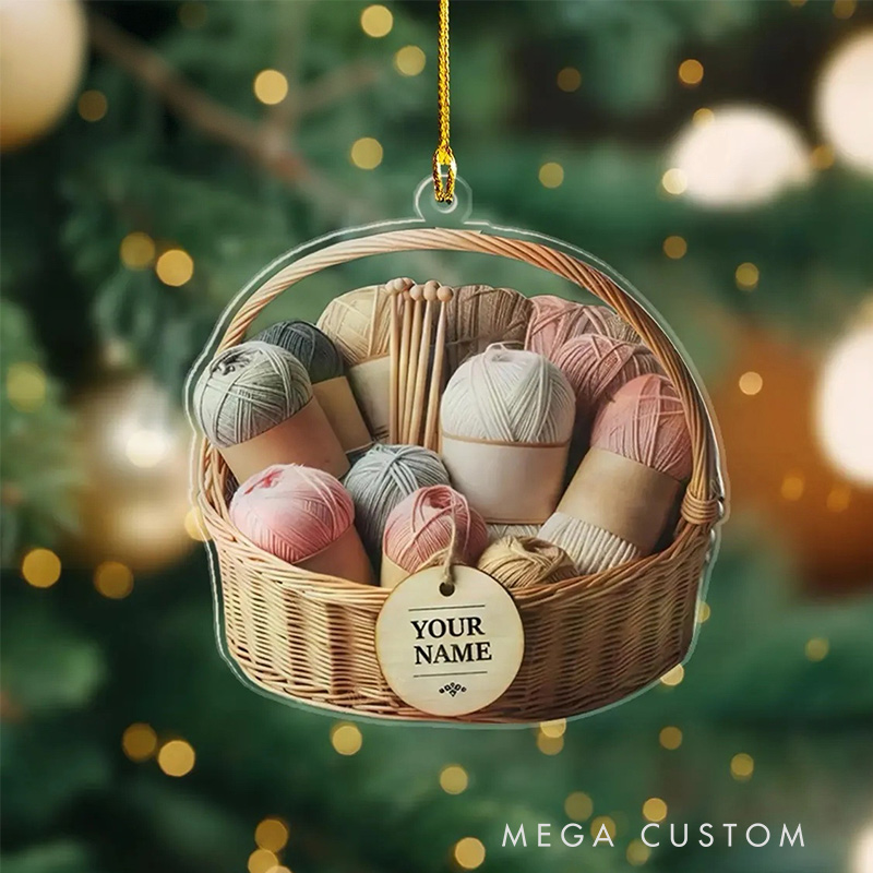 Personalized Knitting Yarns Box Ornament for Crochet Lover