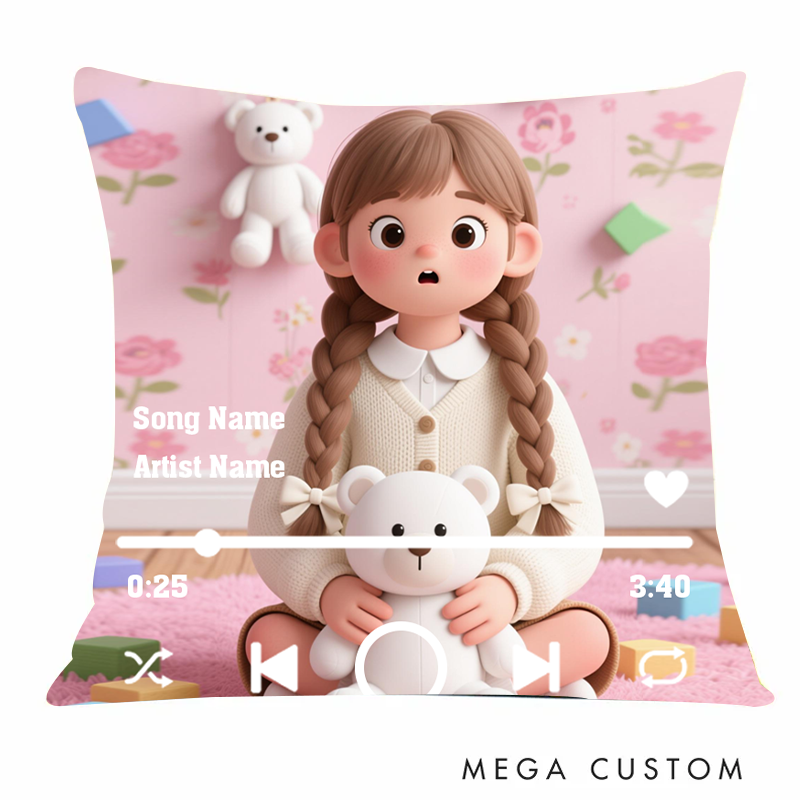 Personalized Song Throw Pillow and Custom Music and Photo Throw Pillow Music Plaque and Christmas Gifts for Kids