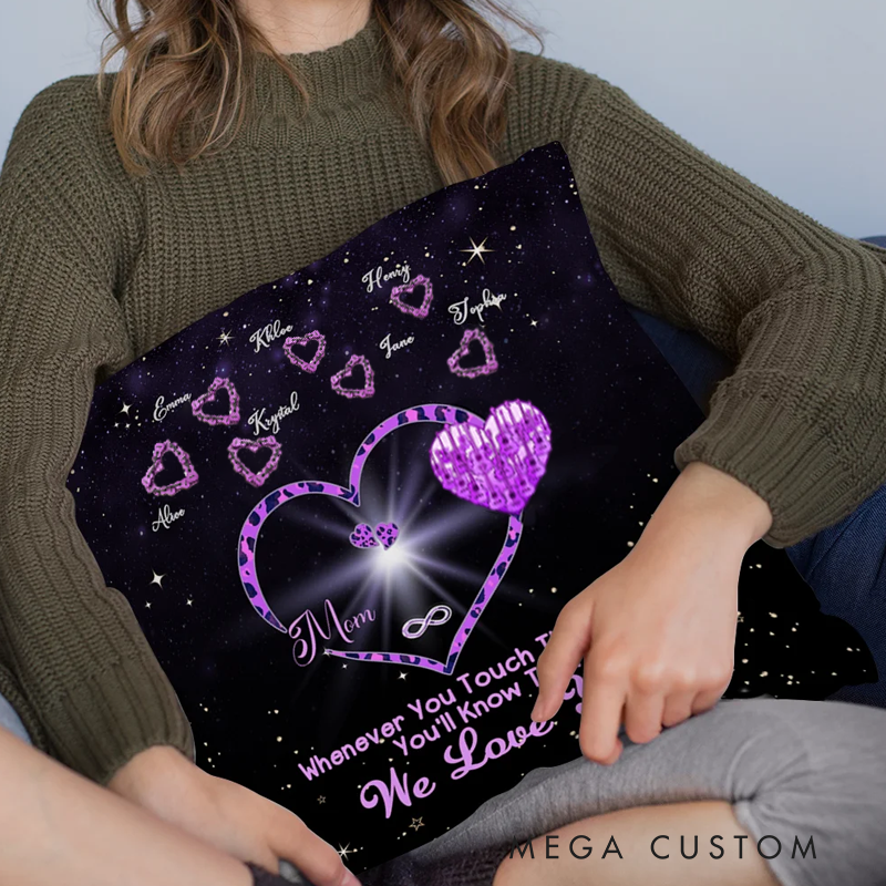 Personalized Whenever You Touch This Heart You'll Know We Love You Throw Pillow Cover with 1-9 Heart Mother's Day Gift for Her