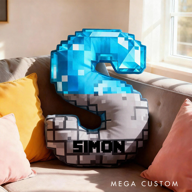 Personalized Graphic 3D Print Pixel Diamond Shaped Pillow for Game Lovers Plush Pillow Christmas Gift for Kids