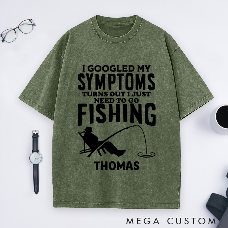 Personalized Fishing T-Shirt Funny Fishing Washed T-Shirt Custom Name Sweatshirt Humorous Design Perfect for Fishing Enthusiasts