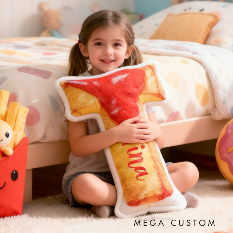 Personalized Cute French Fries Initials with Name Graphic 3D Print Pillow Christmas Gift for Kids 