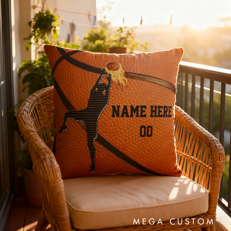 Personalized Basketball Pillow with Custom Name and Number Design