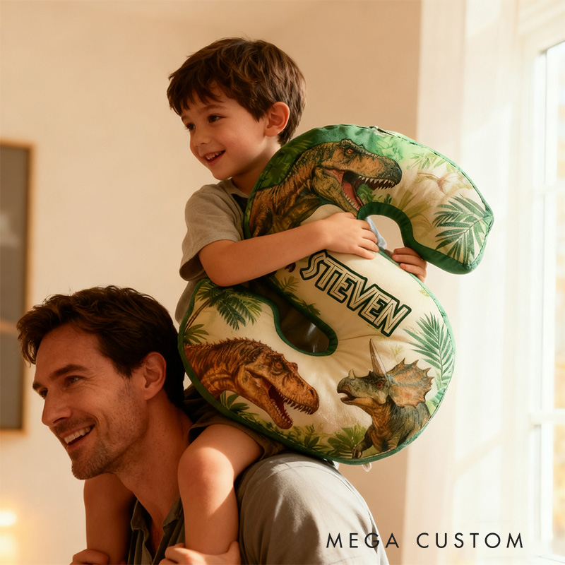 Personalized Dinosaur Alphabet Shaped Pillow for Dinosaur Movie Lovers Initial Pillow Christmas Gift for Boys Kids