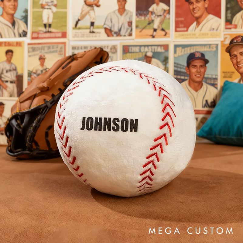 Personalized Baseball Shaped Pillow with Custom Name for Sports Lovers and Kids