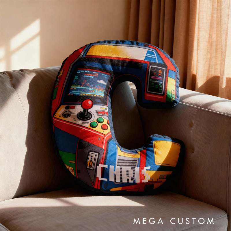 Personalized Graphic 3D Print Arcade Machine Gamer Shaped Pillow for Game Lovers Plush Pillow Christmas Gift for Kids