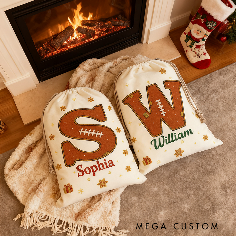 Personalized Christmas Gift Bags with Custom Name and Initial Design