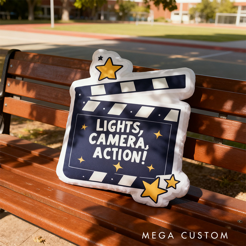 Personalized Movie Clapper Shaped Pillow for Movie Lovers Shaped Pillow Christmas Gift for Kids Family
