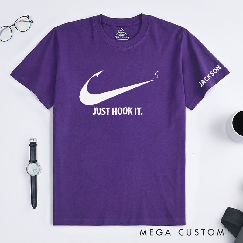 Personalized Just Hook It Fishing T-Shirt Fisherman Gift Christmas Gift T-Shirt Unisex Fishing T-Shirt Fishing Gifts for Men Women Husband Dad Grandpa