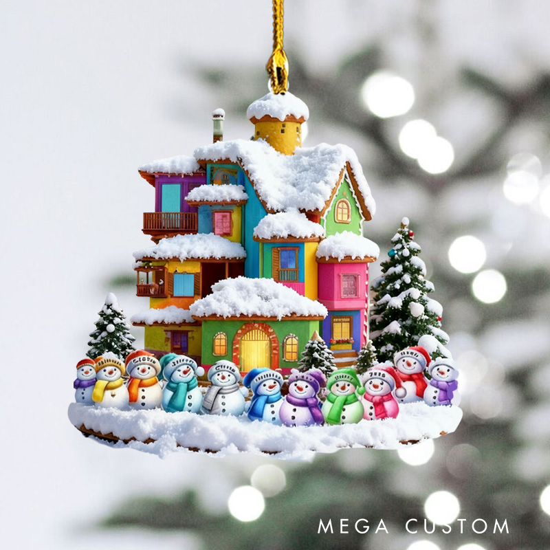 Personalized Snowman Magic House Family Christmas Ornament 2025 Acrylic Ornament Movie Christmas Gift for Kids Family Christmas Decor