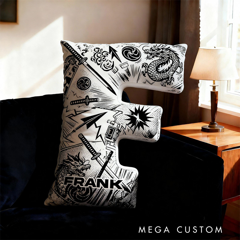 Personalized Japanese Comic Style Alphabet Shaped Pillow for Comic Anime Lovers Initial Pillow Christmas Gift for Kids Teenagers