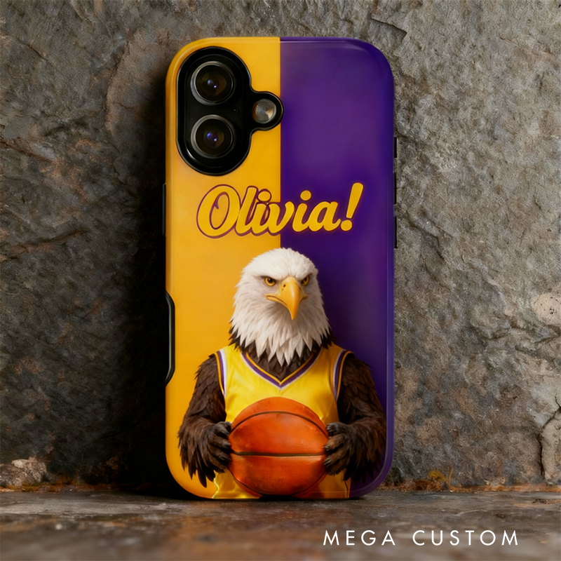 Personalized Basketball Phone Case with Custom Name and Animal Design