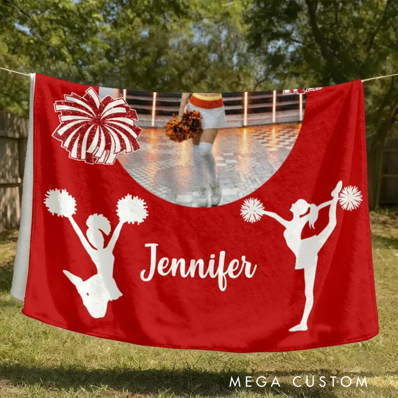 Personalized Cheerleading Blanket with Custom Name, Team, and Color Customization