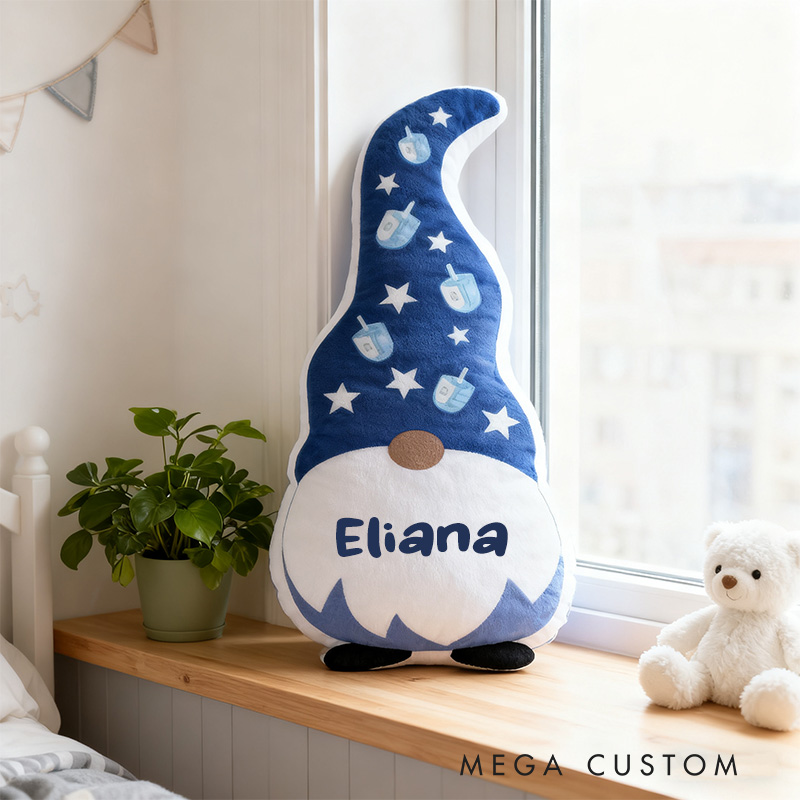 Personalized Cute Hanukkah Gnome Pillow with Custom Name Home Decor Happy Hanukkah Gift for Jewish Family