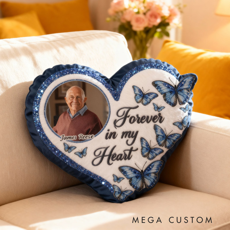 Personalized Memorial Photo Throw Pillow Forever In My Heart Custom Double Sided Pillow Sympathy Gift 