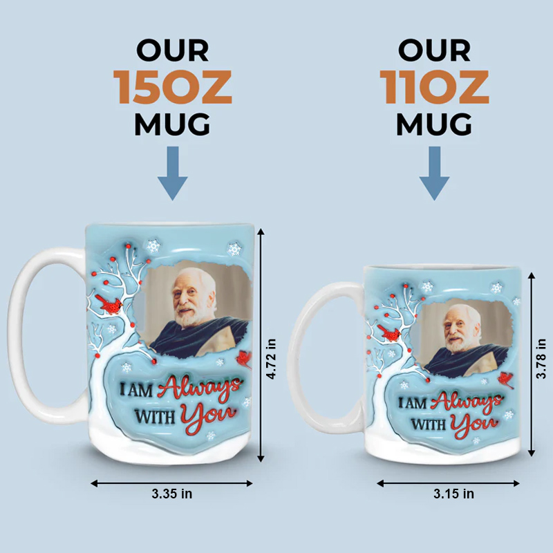Personalized Memorial 3D Inflated Effect Printed Mug Custom Photo I'm Always With You Sympathy Gift for Family Members