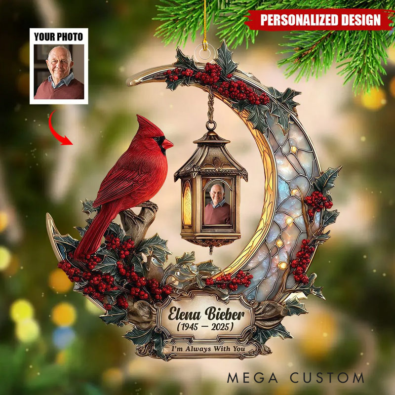 Personalized Cardinal Memorial Christmas Ornament 3D Effect Acrylic Ornament I Am Always With You Sympathy Gift for Family Members