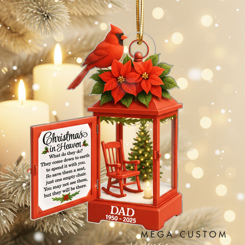 Personalized Lantern Memorial Chistmas Ornament Christmas In Heaven Sympathy Gift for Loss of Loved Ones