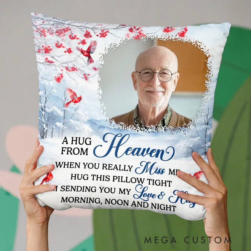 Personalized Memorial Photo Pillow An Embrace From The Skies Custom Double Sided Pillow Sympathy Gift Christmas Gift for Family Members
